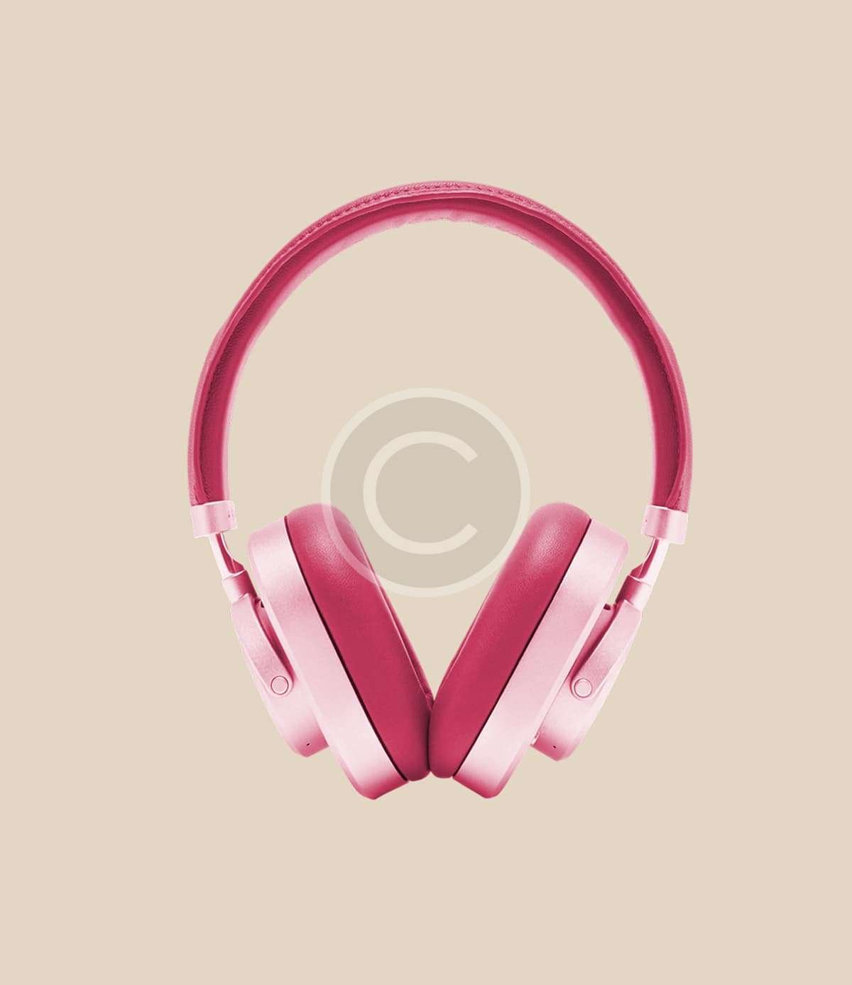 White and tan over-ear headphones - Image 2