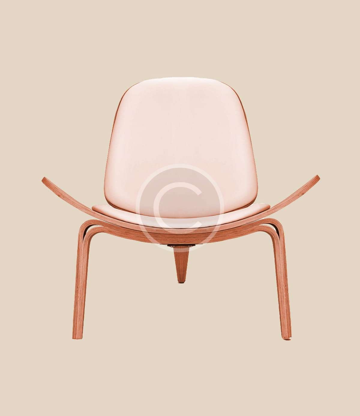 White molded accent chair with wood frame - Image 2