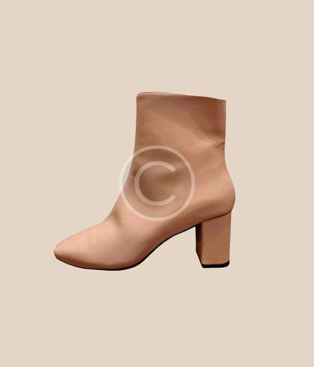 Nude block heel ankle boots